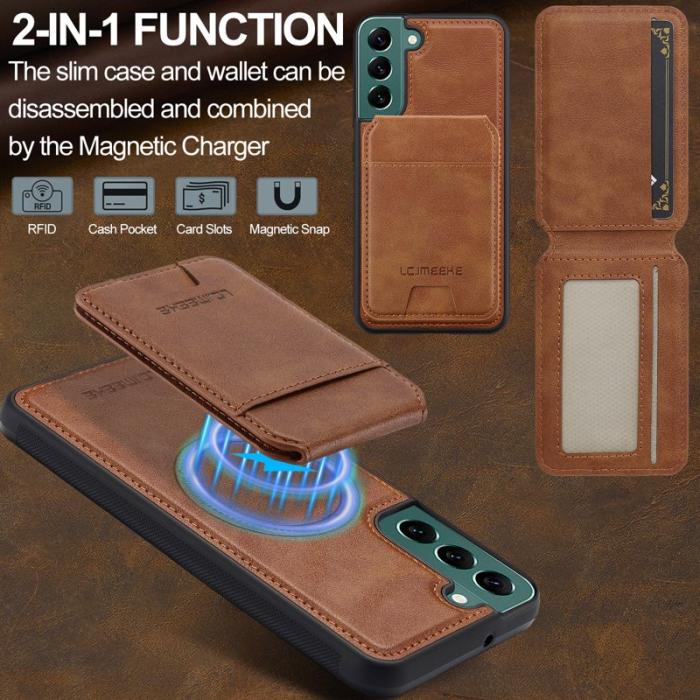 LC.imeeke - LC.IMEEKE L3 Samsung Galaxy S22 5G Fodral Äkta läder - Brun