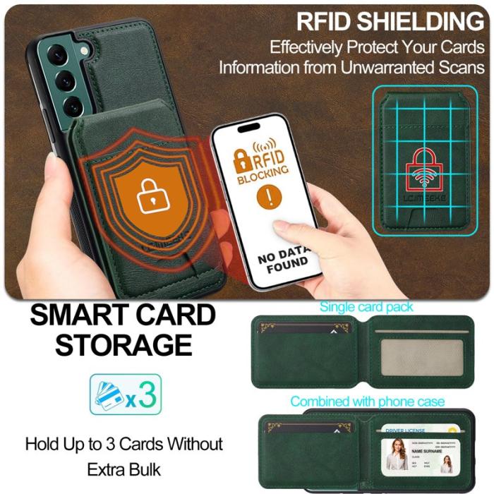 LC.imeeke - LC.IMEEKE L3 Samsung Galaxy S22 5G Fodral Äkta läder - Grön