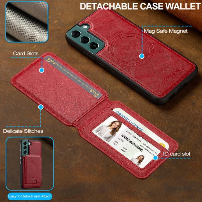 LC.imeeke - LC.IMEEKE L3 Samsung Galaxy S22 5G Fodral Äkta läder - Röd