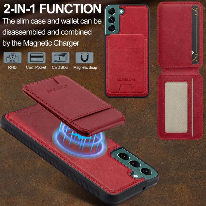 LC.imeeke - LC.IMEEKE L3 Samsung Galaxy S22 5G Fodral Äkta läder - Röd