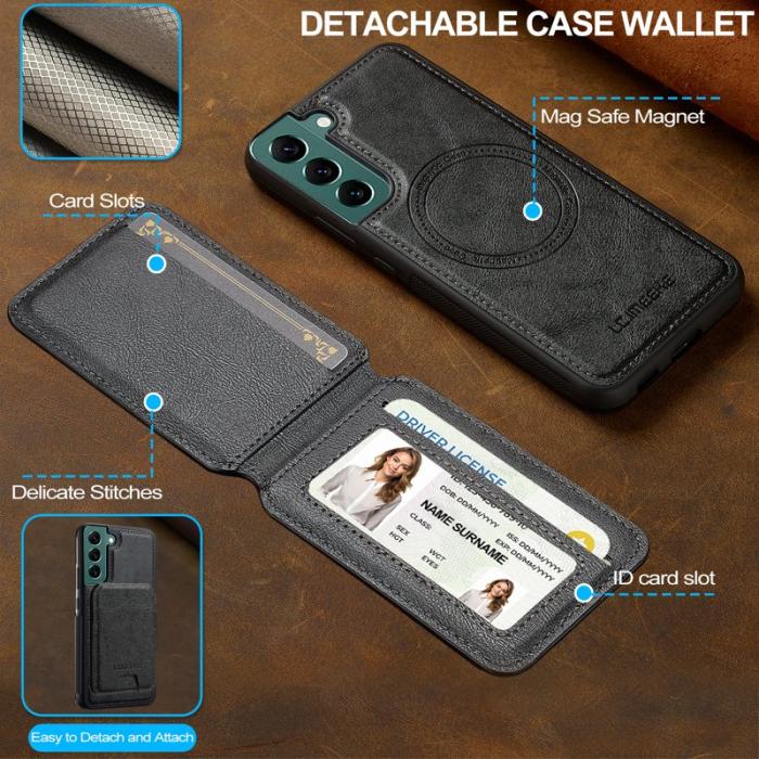 LC.imeeke - LC.IMEEKE L3 Samsung Galaxy S22 5G Fodral - Äkta läder - Svart