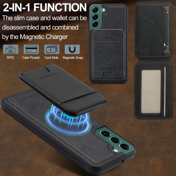 LC.imeeke - LC.IMEEKE L3 Samsung Galaxy S22 5G Fodral - Äkta läder - Svart