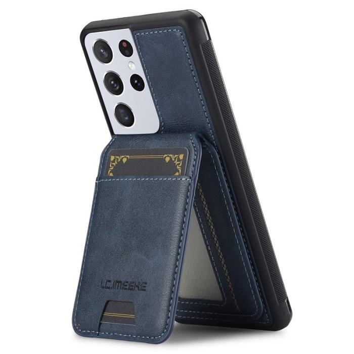 LC.imeeke - LC.IMEEKE L3 Samsung Galaxy S22 Ultra Fodral Äkta läder - Blå