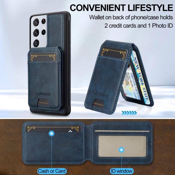 LC.imeeke - LC.IMEEKE L3 Samsung Galaxy S22 Ultra Fodral Äkta läder - Blå