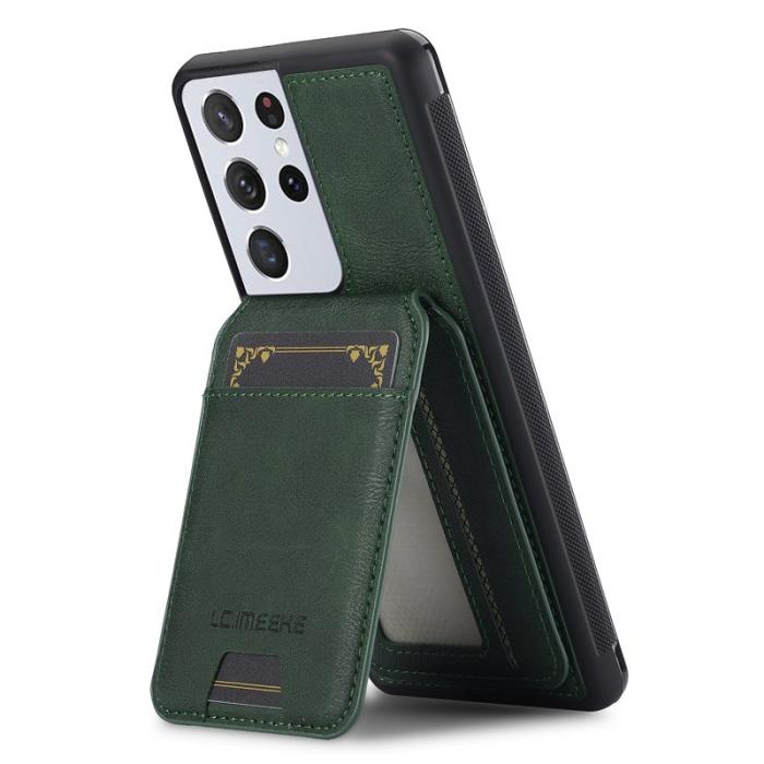 LC.imeeke - LC.IMEEKE L3 Samsung Galaxy S22 Ultra Fodral Äkta läder - Grön