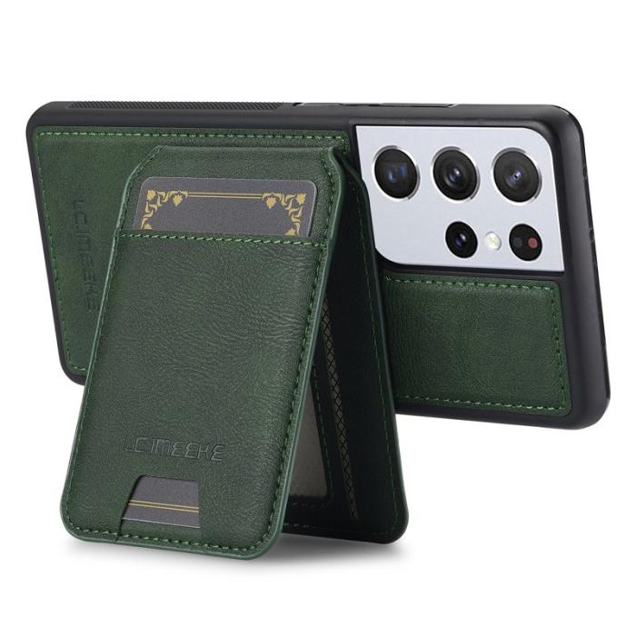 LC.imeeke - LC.IMEEKE L3 Samsung Galaxy S22 Ultra Fodral Äkta läder - Grön