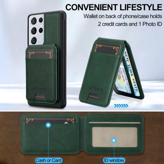 LC.imeeke - LC.IMEEKE L3 Samsung Galaxy S22 Ultra Fodral Äkta läder - Grön