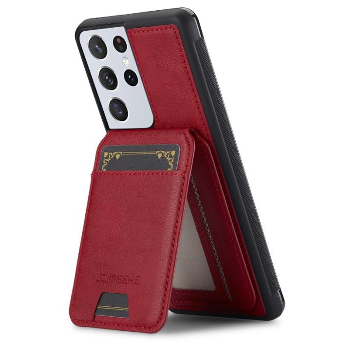 LC.imeeke - LC.IMEEKE L3 Samsung Galaxy S22 Ultra Fodral Äkta läder - Röd