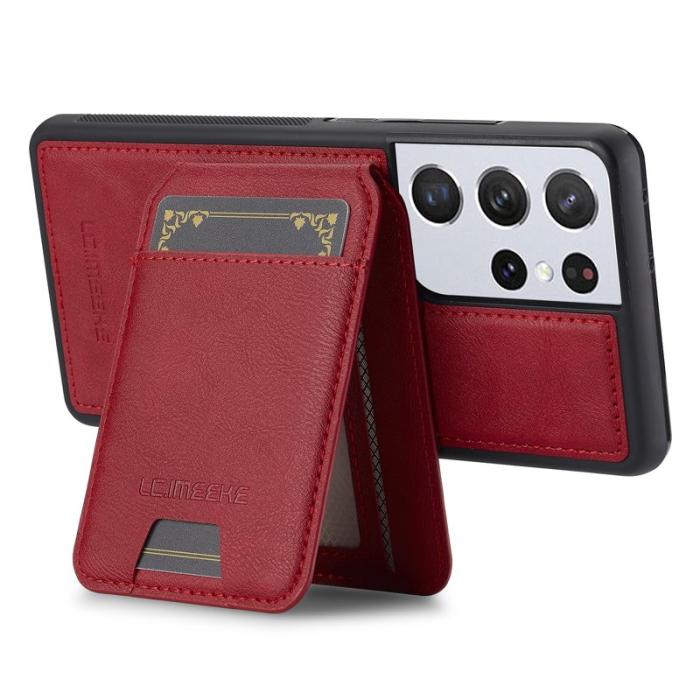 LC.imeeke - LC.IMEEKE L3 Samsung Galaxy S22 Ultra Fodral Äkta läder - Röd
