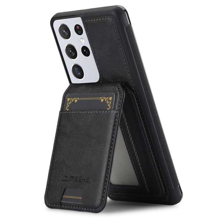 LC.imeeke - LC.IMEEKE L3 Samsung Galaxy S22 Ultra Fodral Äkta läder - Svart