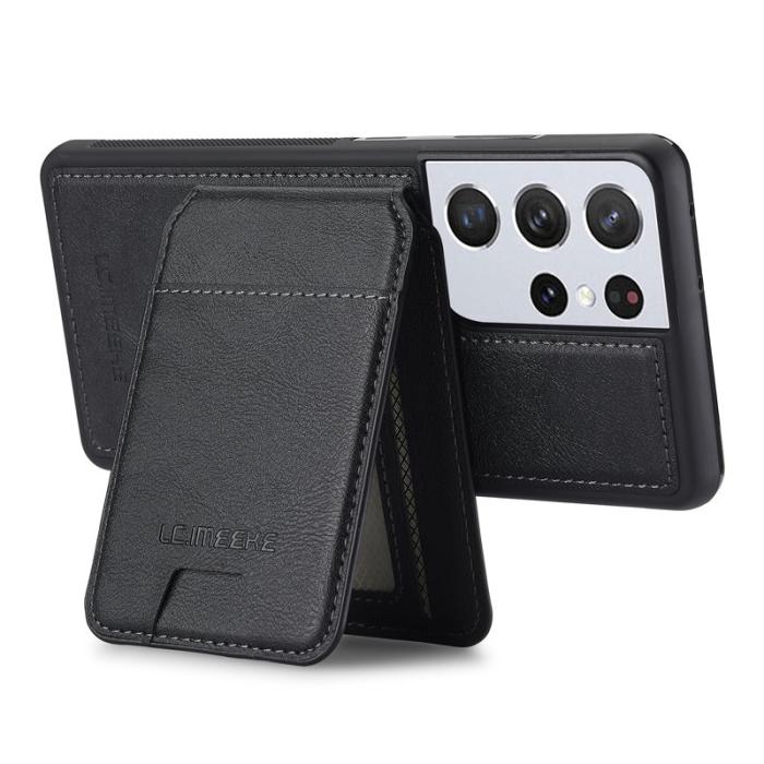 LC.imeeke - LC.IMEEKE L3 Samsung Galaxy S22 Ultra Fodral Äkta läder - Svart