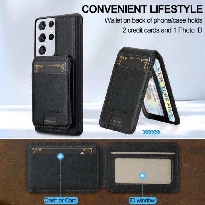 LC.imeeke - LC.IMEEKE L3 Samsung Galaxy S22 Ultra Fodral Äkta läder - Svart