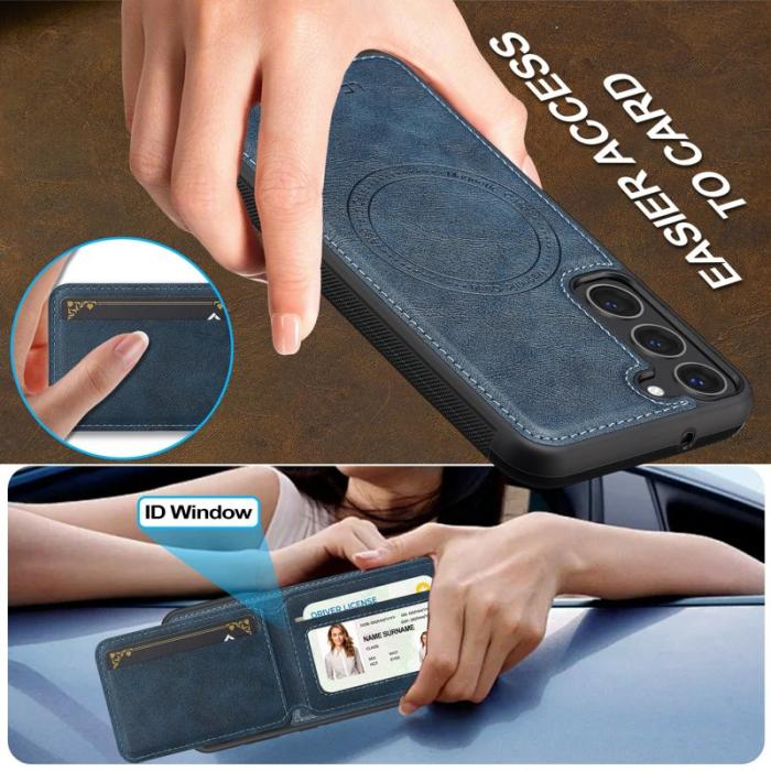 LC.imeeke - LC.IMEEKE L3 Samsung Galaxy S23 Fodral - Äkta läder - Blå