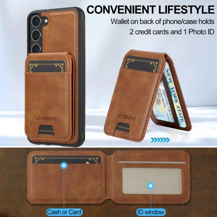 LC.imeeke - LC.IMEEKE L3 Samsung Galaxy S23 Fodral Äkta läder - Brun