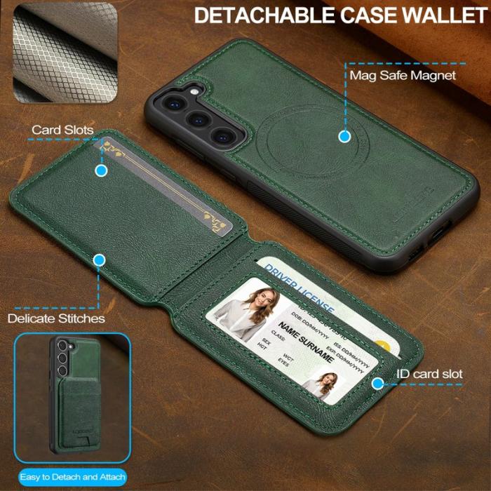 LC.imeeke - LC.IMEEKE L3 Samsung Galaxy S23 Fodral - Äkta läder - Grön