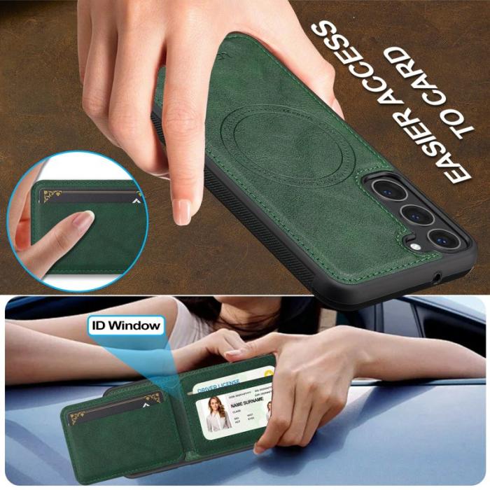 LC.imeeke - LC.IMEEKE L3 Samsung Galaxy S23 Fodral - Äkta läder - Grön