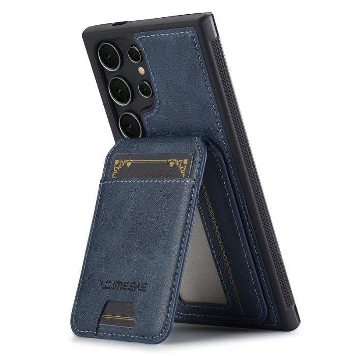 LC.imeeke - LC.IMEEKE L3 Samsung Galaxy S23 Ultra Fodral Äkta läder - Blå