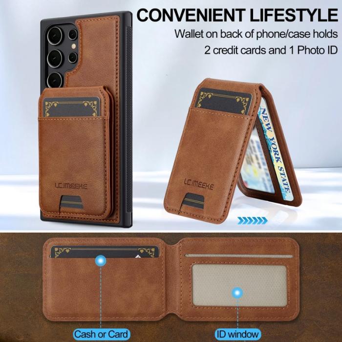 LC.imeeke - LC.IMEEKE L3 Samsung Galaxy S23 Ultra Fodral Äkta läder - Brun