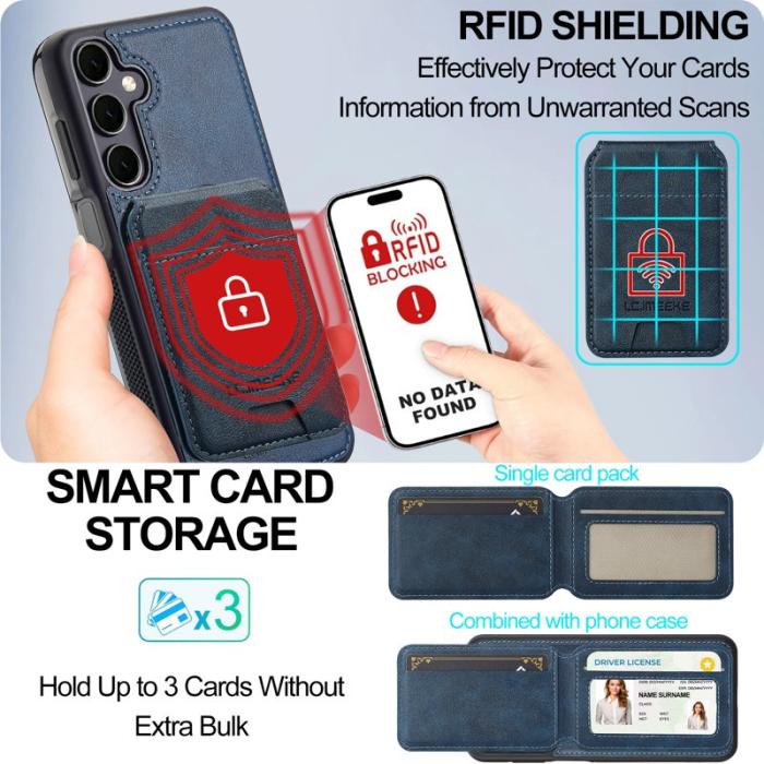 LC.imeeke - LC.IMEEKE L3 Samsung Galaxy S24+ Fodral KonstLäder - Blå