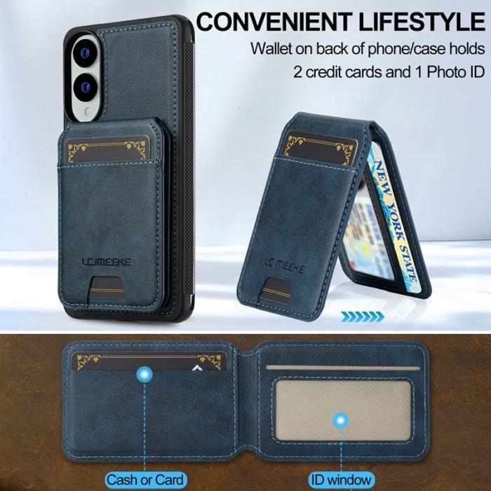 LC.imeeke - LC.IMEEKE L3 Samsung Galaxy S25 Edge Fodral KonstLäder - Blå