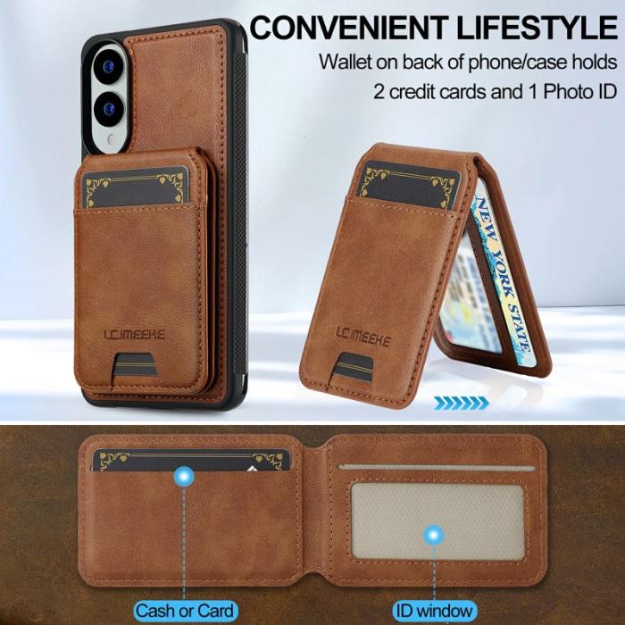 LC.imeeke - LC.IMEEKE L3 Samsung Galaxy S25 Edge Fodral - Äkta läder - Brun