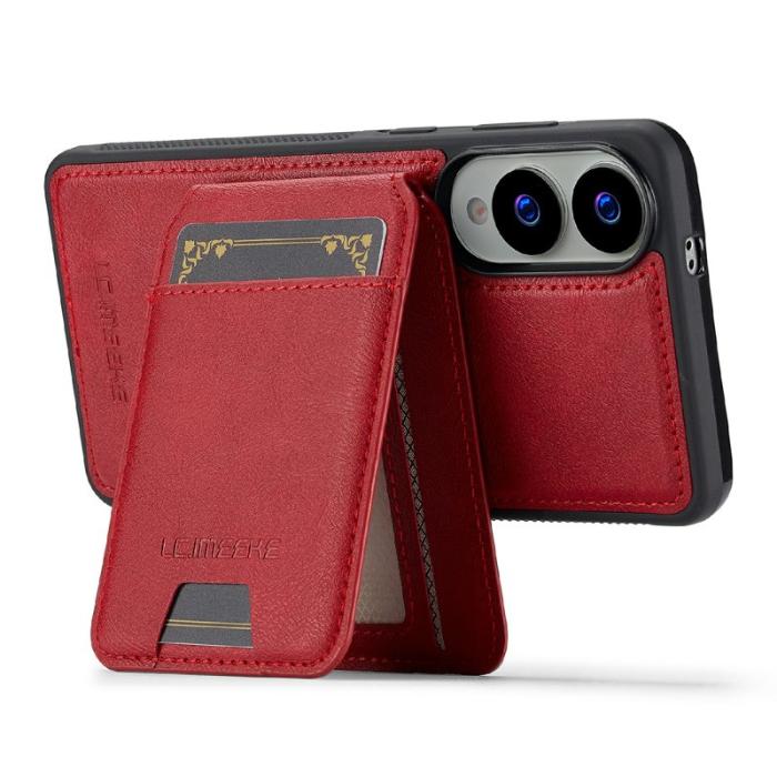LC.imeeke - LC.IMEEKE L3 Samsung Galaxy S25 Edge Fodral Äkta läder - Röd