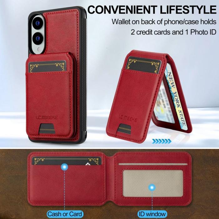 LC.imeeke - LC.IMEEKE L3 Samsung Galaxy S25 Edge Fodral Äkta läder - Röd