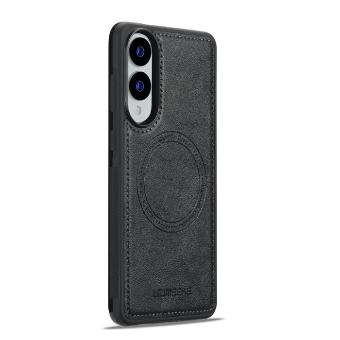 LC.imeeke - LC.IMEEKE L3 Samsung Galaxy S25 Edge Fodral KonstLäder - Svart