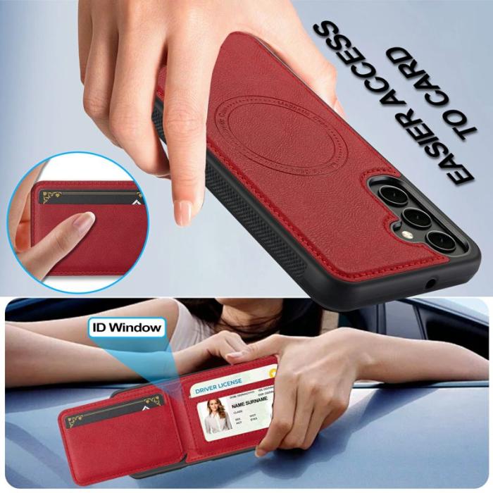 LC.imeeke - LC.IMEEKE L3 Samsung Galaxy S25 FE Fodral Äkta läder - Röd