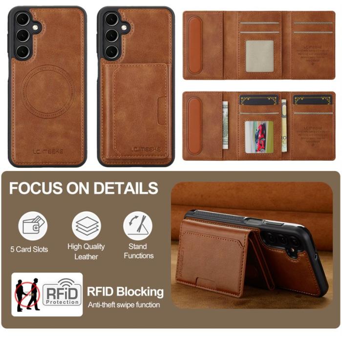 LC.imeeke - LC.IMEEKE L5 för Samsung Galaxy A17 5G Fodral Äkta läder - Brun