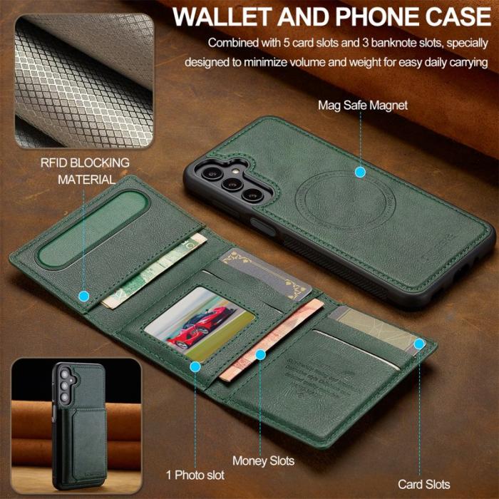 LC.imeeke - LC.IMEEKE L5 för Samsung Galaxy A17 Fodral Äkta läder - Grön