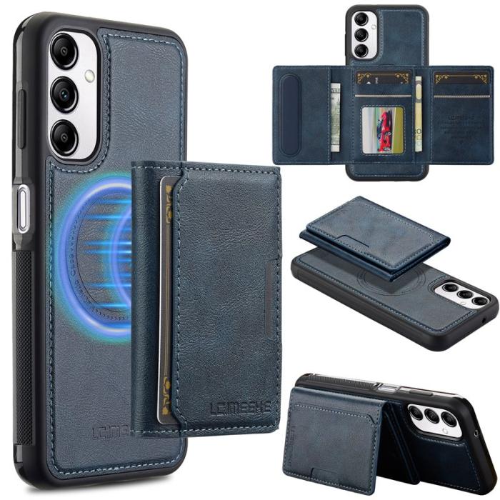 LC.imeeke - LC.IMEEKE L5 för Samsung Galaxy A34 5G Fodral Äkta läder - Blå