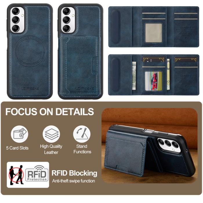 LC.imeeke - LC.IMEEKE L5 för Samsung Galaxy A34 5G Fodral Äkta läder - Blå