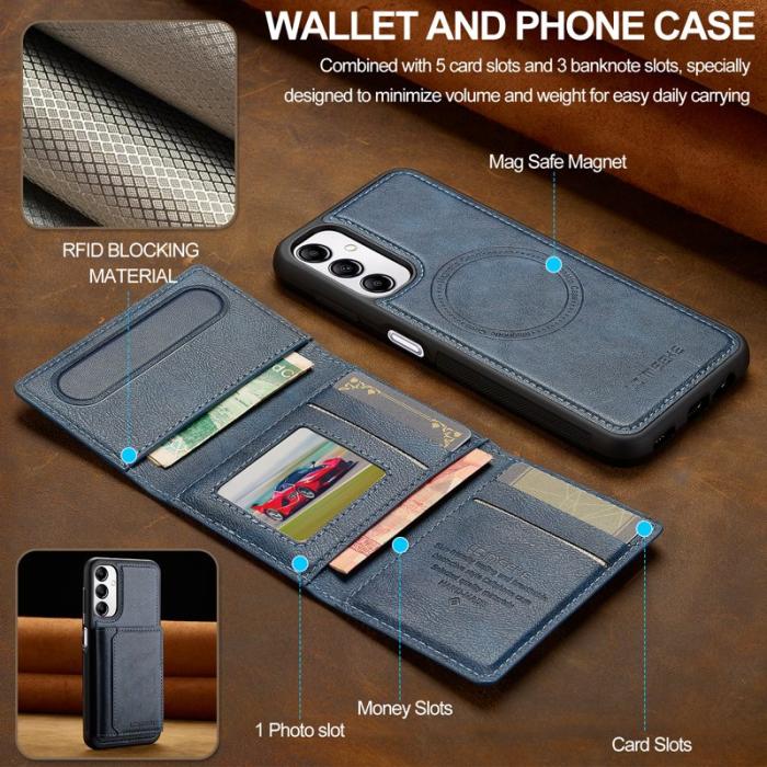 LC.imeeke - LC.IMEEKE L5 för Samsung Galaxy A34 5G Fodral Äkta läder - Blå