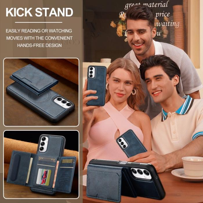 LC.imeeke - LC.IMEEKE L5 för Samsung Galaxy A34 5G Fodral Äkta läder - Blå