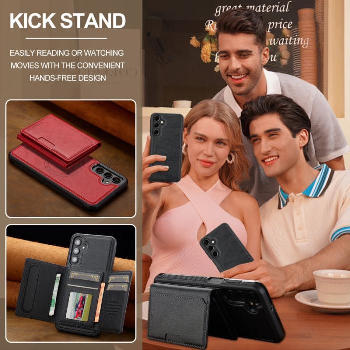 LC.imeeke - LC.IMEEKE L5 för Samsung Galaxy A35 5G Fodral Äkta läder - Svart