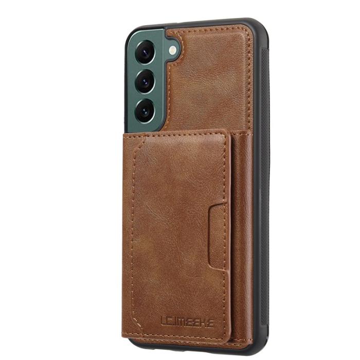 LC.imeeke - LC.IMEEKE L5 för Samsung Galaxy S21 FE 5G Fodral Äkta läder - Brun