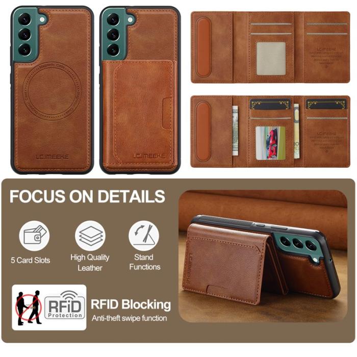 LC.imeeke - LC.IMEEKE L5 för Samsung Galaxy S21 FE 5G Fodral Äkta läder - Brun