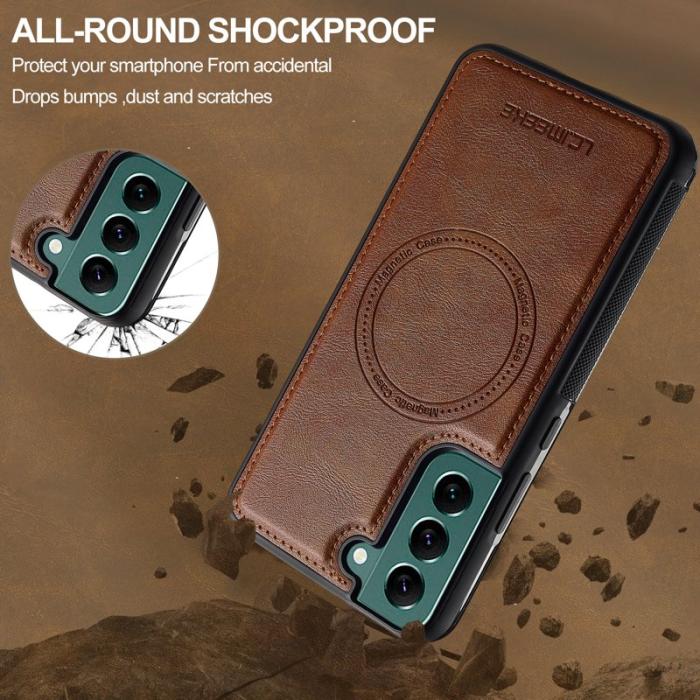 LC.imeeke - LC.IMEEKE L5 för Samsung Galaxy S21 FE 5G Fodral Äkta läder - Brun