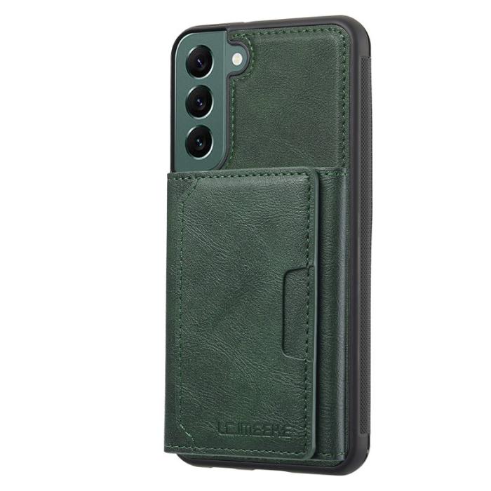 LC.imeeke - LC.IMEEKE L5 för Samsung Galaxy S21 FE 5G Fodral Äkta läder - Grön