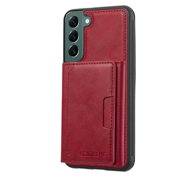 LC.imeeke - LC.IMEEKE L5 för Samsung Galaxy S21 FE 5G Fodral Äkta läder - Röd