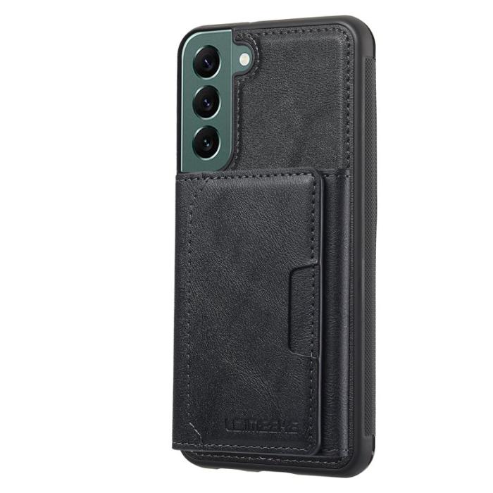 LC.imeeke - LC.IMEEKE L5 för Samsung Galaxy S21 FE 5G Fodral Äkta läder - Svart