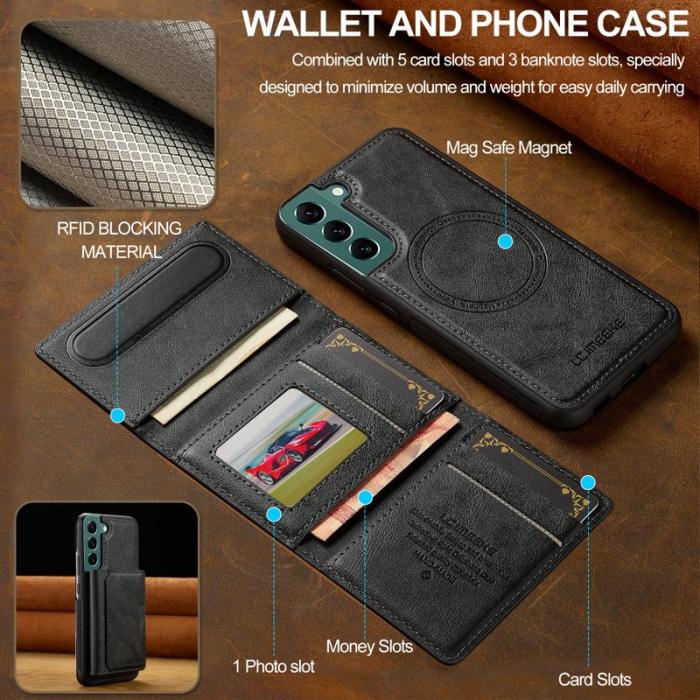 LC.imeeke - LC.IMEEKE L5 för Samsung Galaxy S21 FE 5G Fodral Äkta läder - Svart