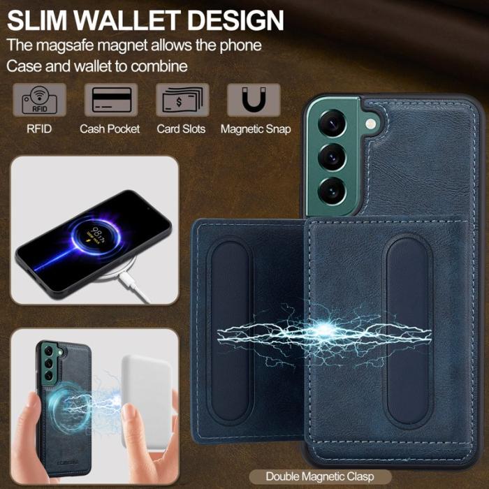 LC.imeeke - LC.IMEEKE L5 för Samsung Galaxy S22 5G Fodral Äkta läder - Blå