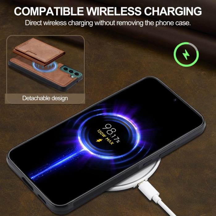 LC.imeeke - LC.IMEEKE L5 för Samsung Galaxy S22 5G Fodral Äkta läder - Brun