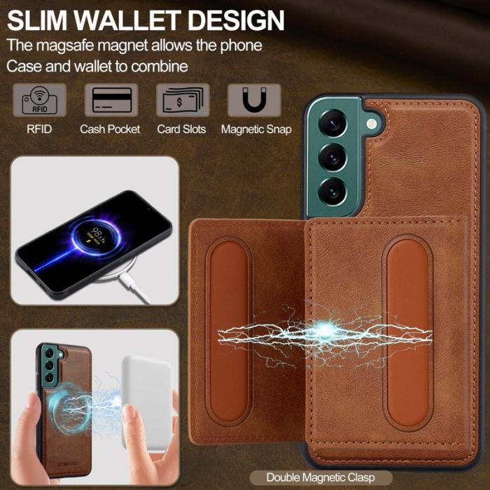 LC.imeeke - LC.IMEEKE L5 för Samsung Galaxy S22 5G Fodral Äkta läder - Brun