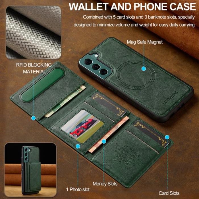LC.imeeke - LC.IMEEKE L5 för Samsung Galaxy S22 5G Fodral Äkta läder - Grön