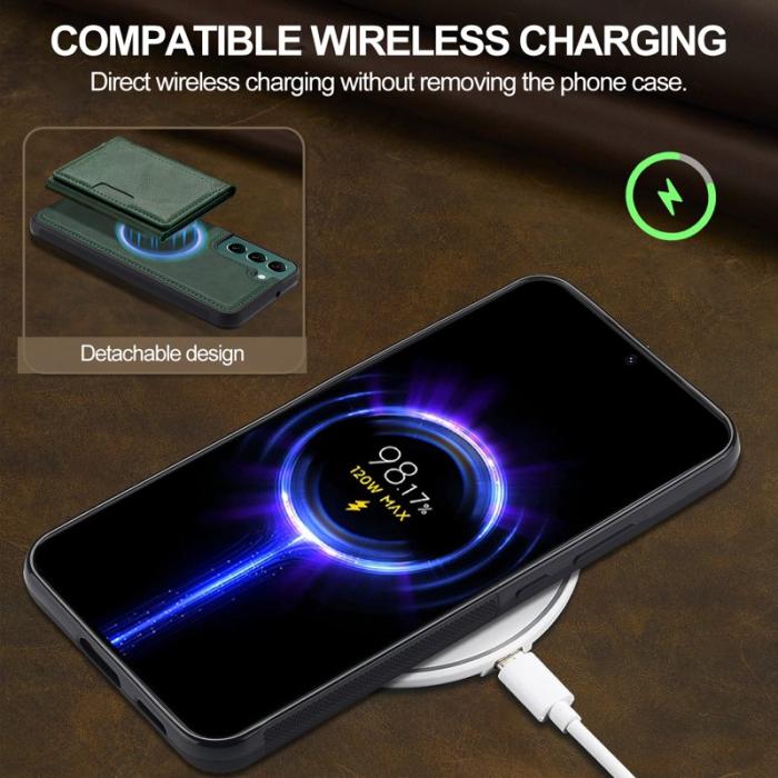 LC.imeeke - LC.IMEEKE L5 för Samsung Galaxy S22 5G Fodral Äkta läder - Grön