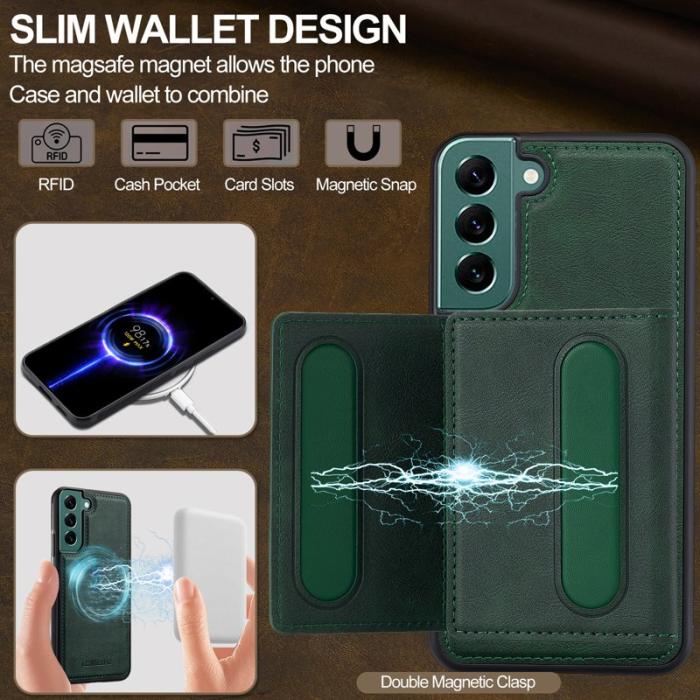 LC.imeeke - LC.IMEEKE L5 för Samsung Galaxy S22 5G Fodral Äkta läder - Grön