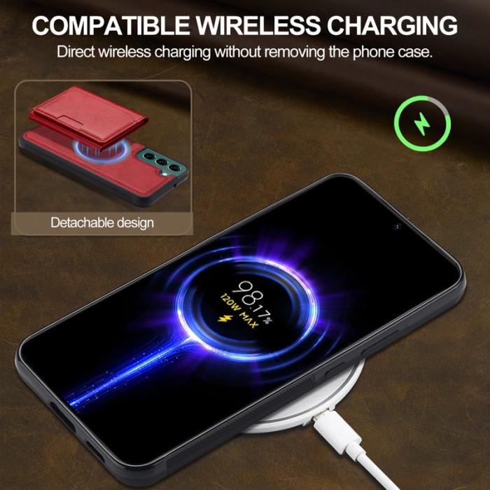 LC.imeeke - LC.IMEEKE L5 för Samsung Galaxy S22 5G Fodral Äkta läder - Röd